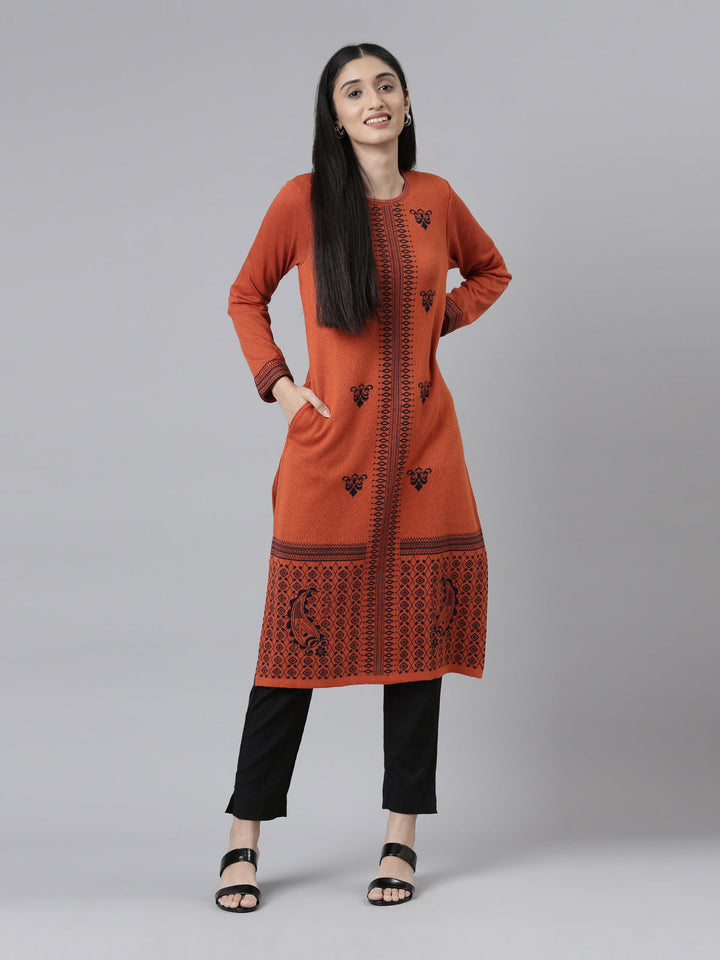 Neerus Acrylic woven kurti - front view