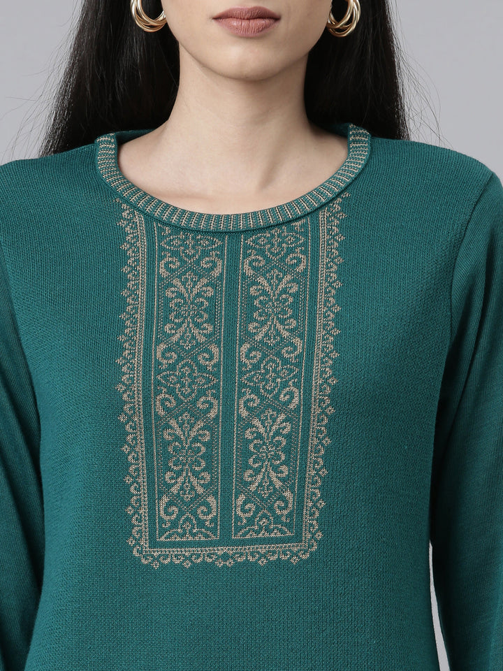 Neerus Acrylic woven straight kurti - detail view 1