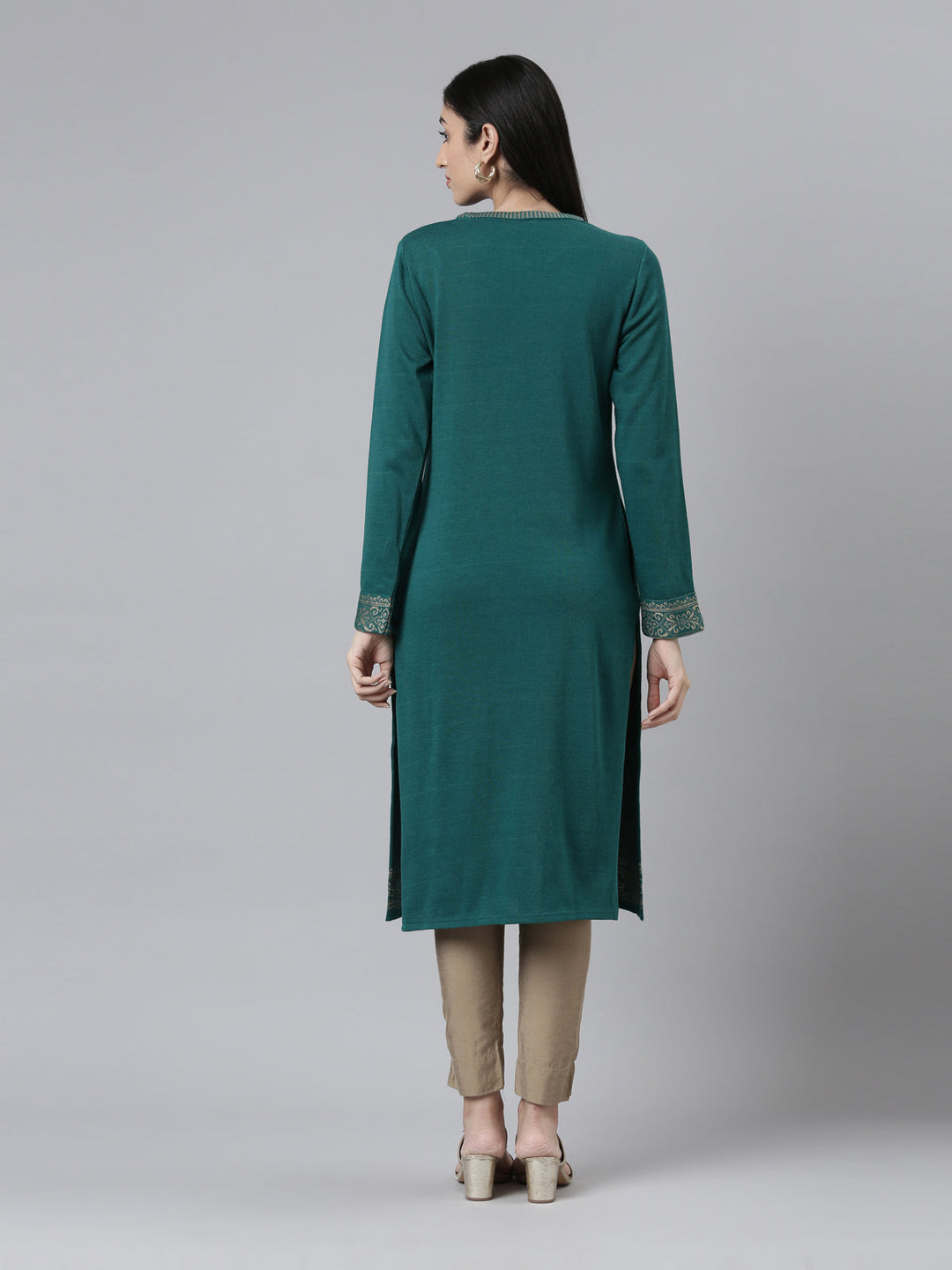 Neerus Acrylic woven straight kurti - side view