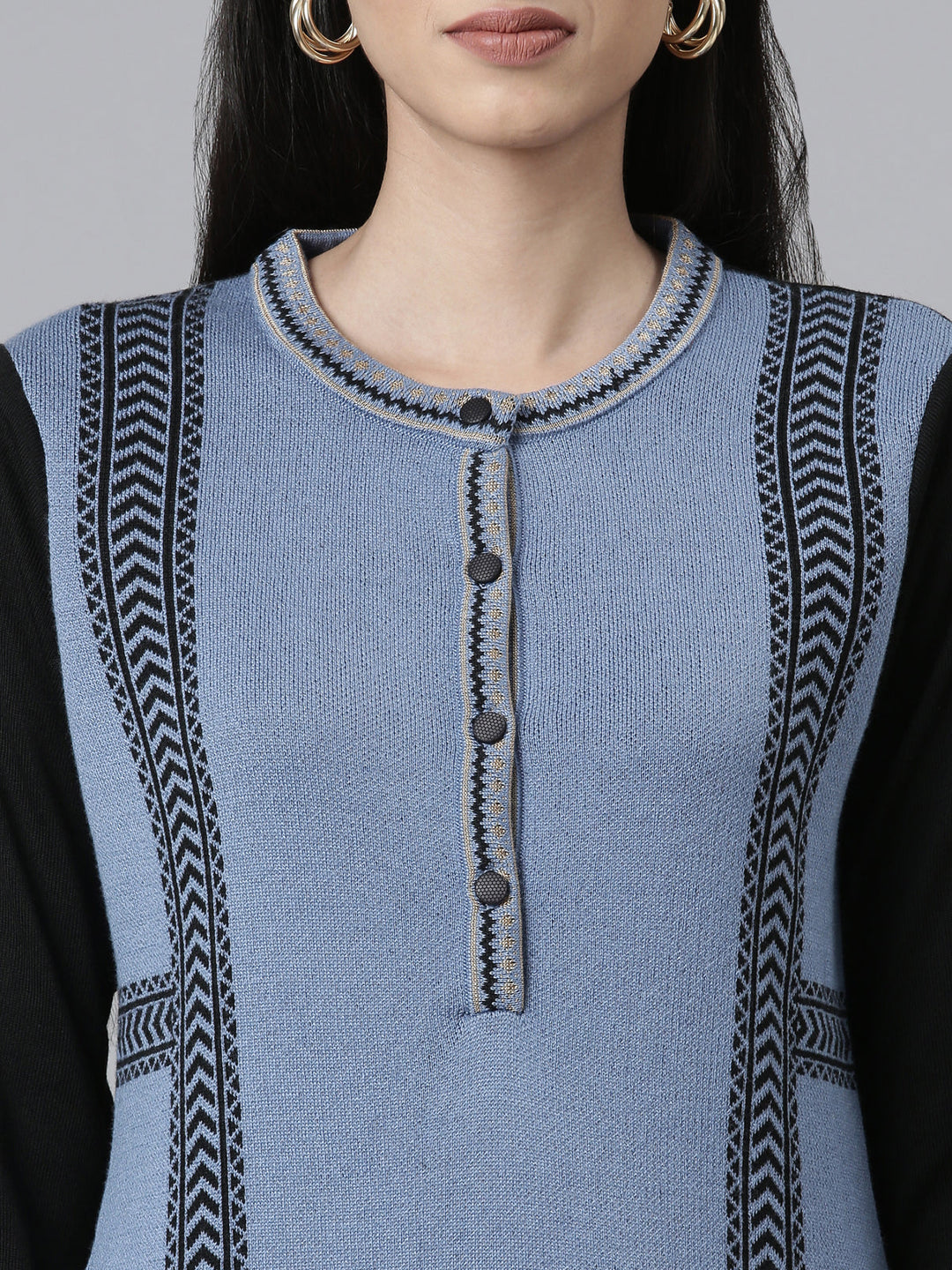 Neerus Woven acrylic straight kurti - detail view 1