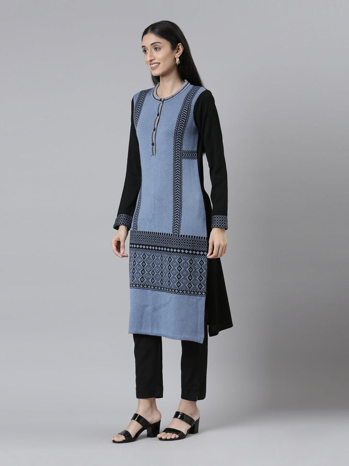 Neerus Woven acrylic straight kurti - back view