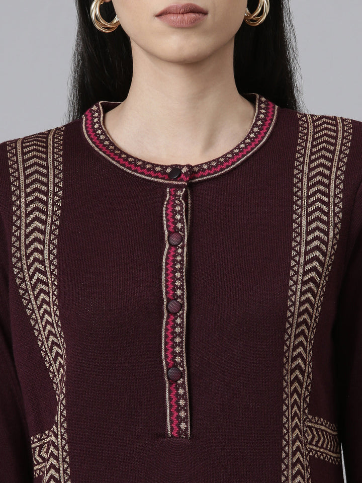 Neerus Woven acrylic straight kurti - detail view 1