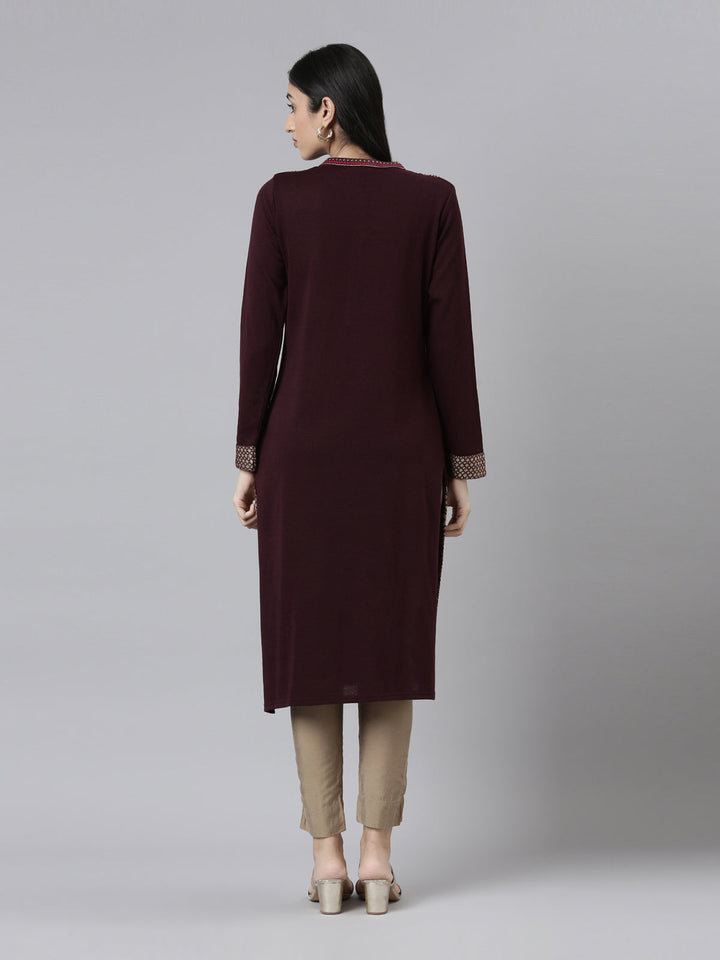 Neerus Woven acrylic straight kurti - side view