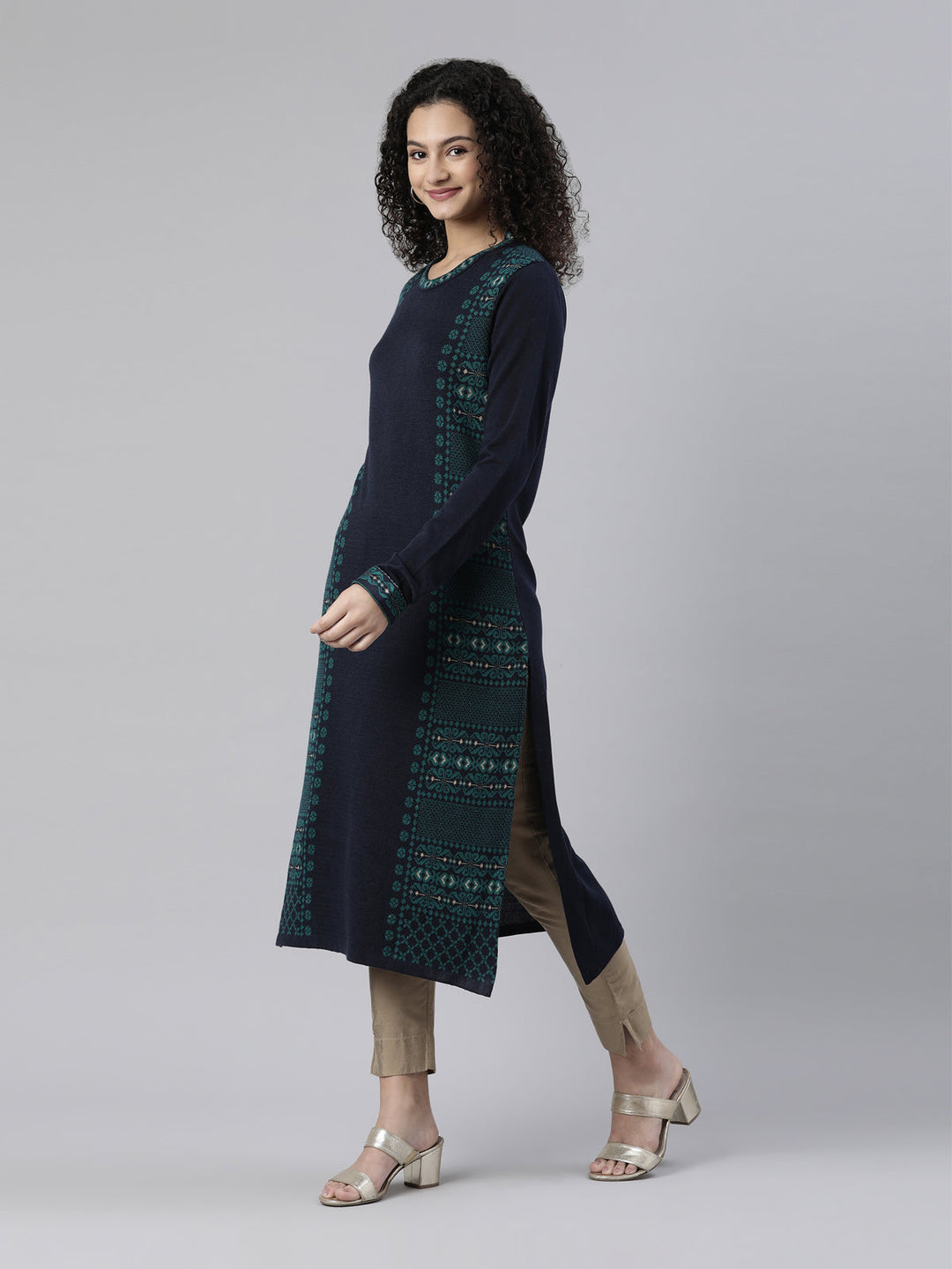 Neerus Acrylic woven kurti - back view