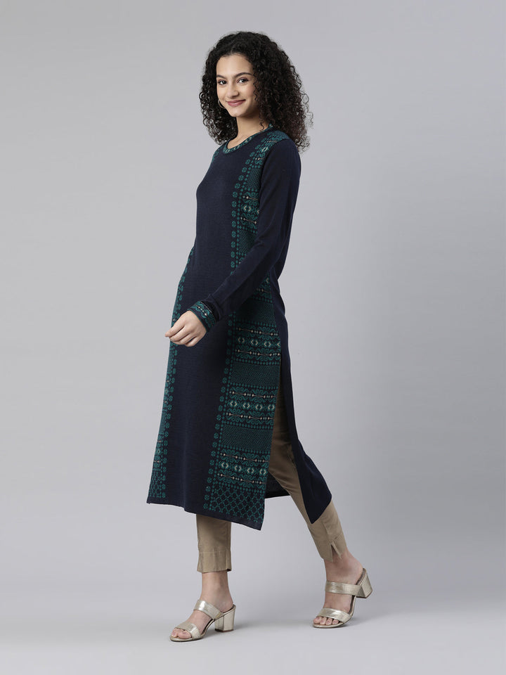 Neerus Acrylic woven kurti - back view