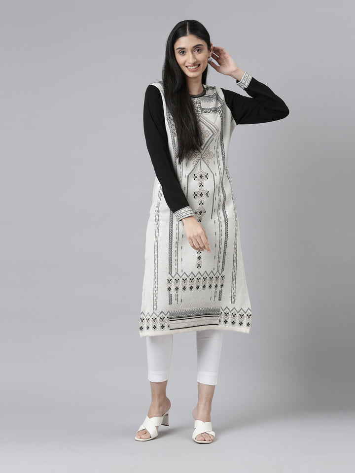 Neerus Acrylic woven kurti - front view