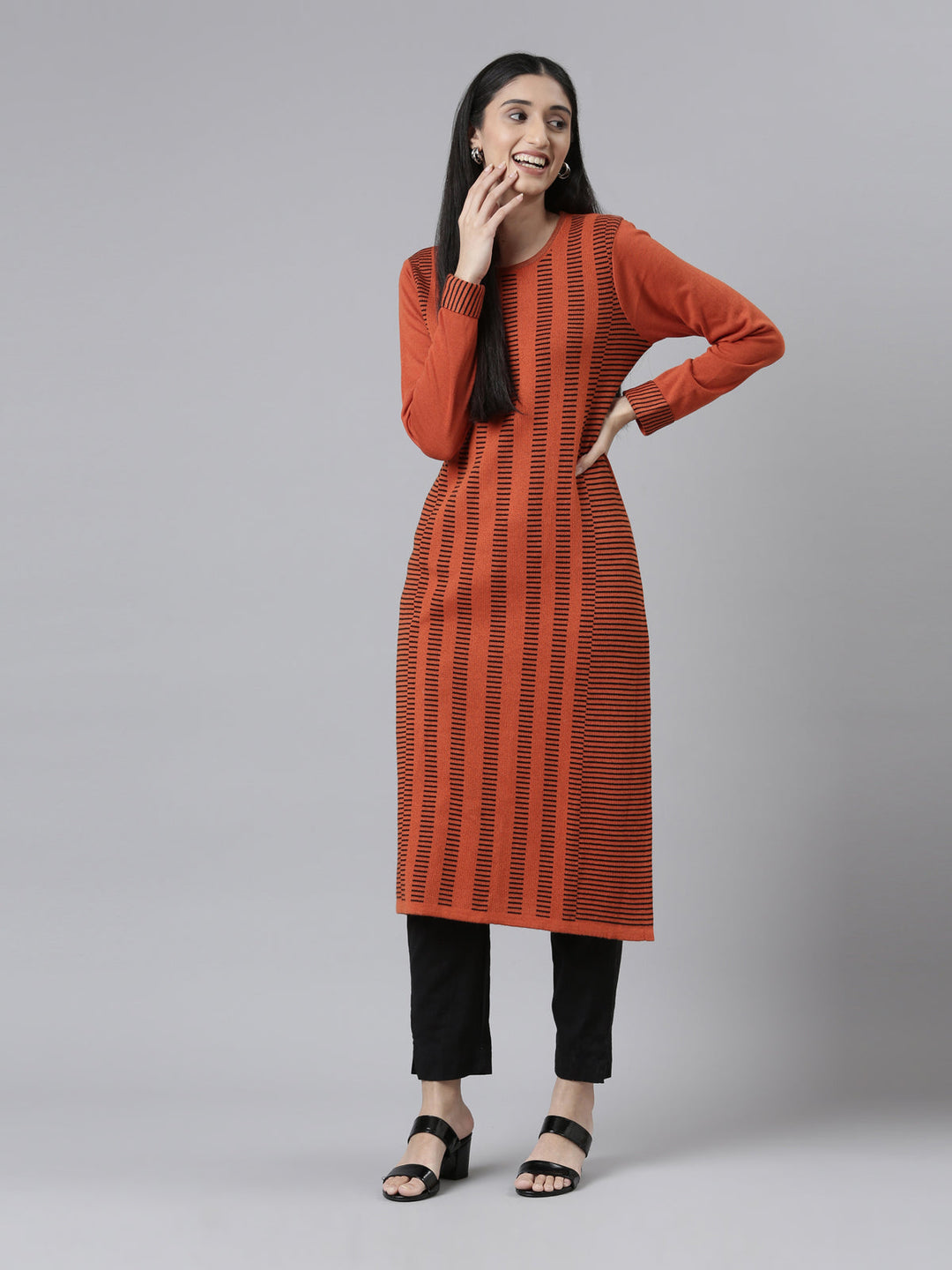 Neerus Acrylic woven kurti - front view