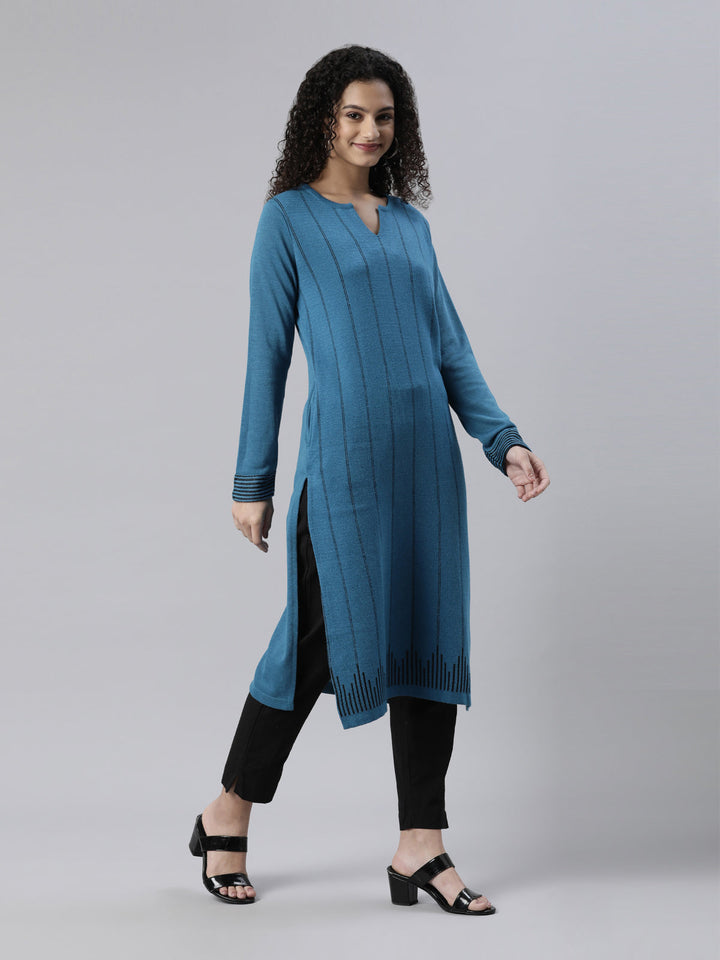 Neerus Multi acrylic printed straight kurti - detail view 2