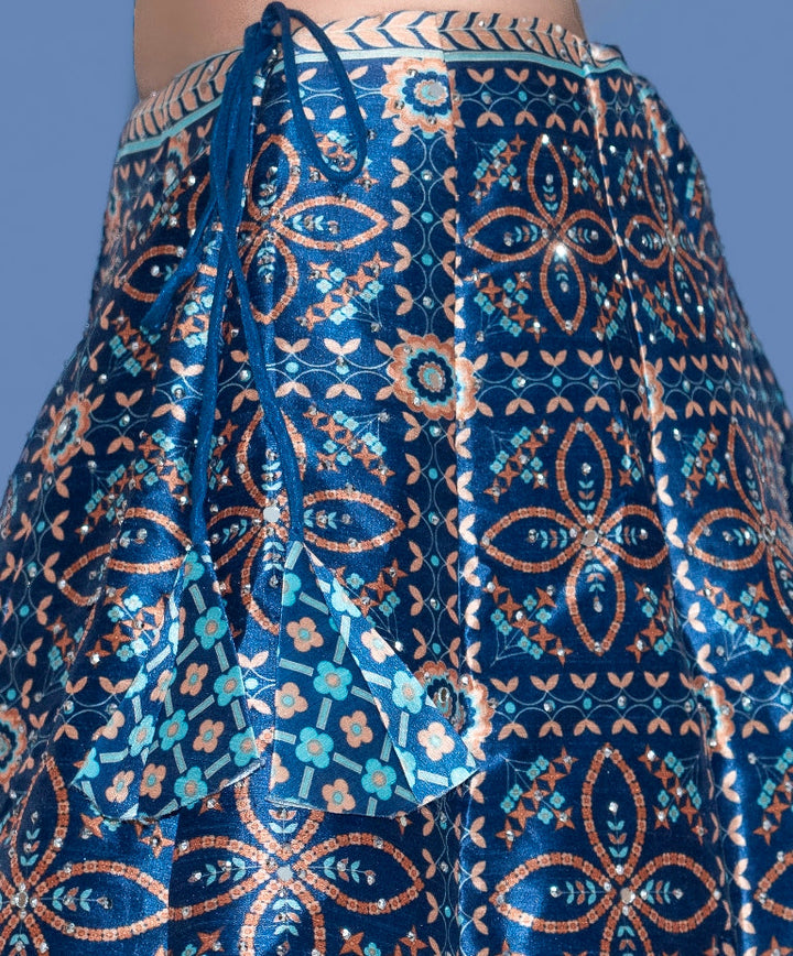 Neerus Blue net printed lehenga set - detail view 5