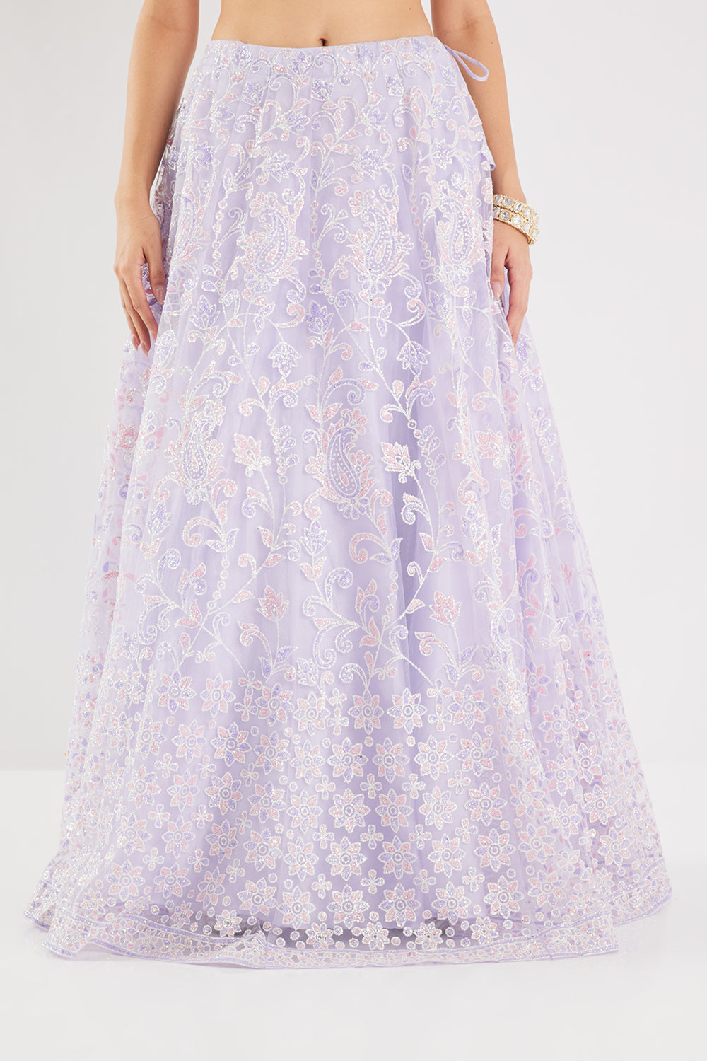 Neerus Purple net embellished lehenga set - detail view 3