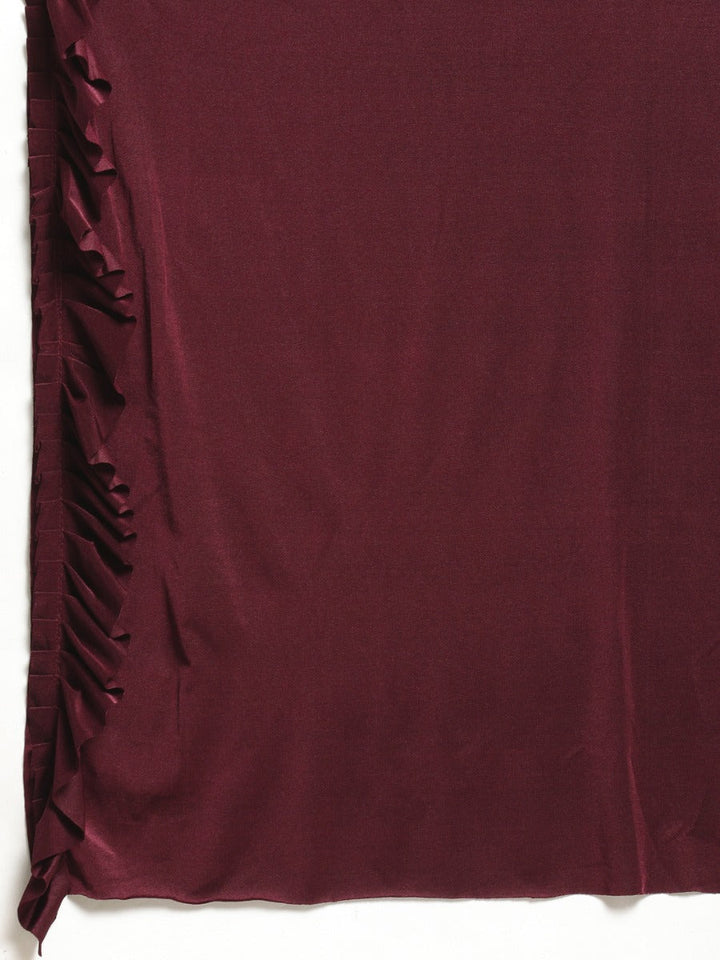 Neerus Maroon georgette solid saree with blouse - detail view 1