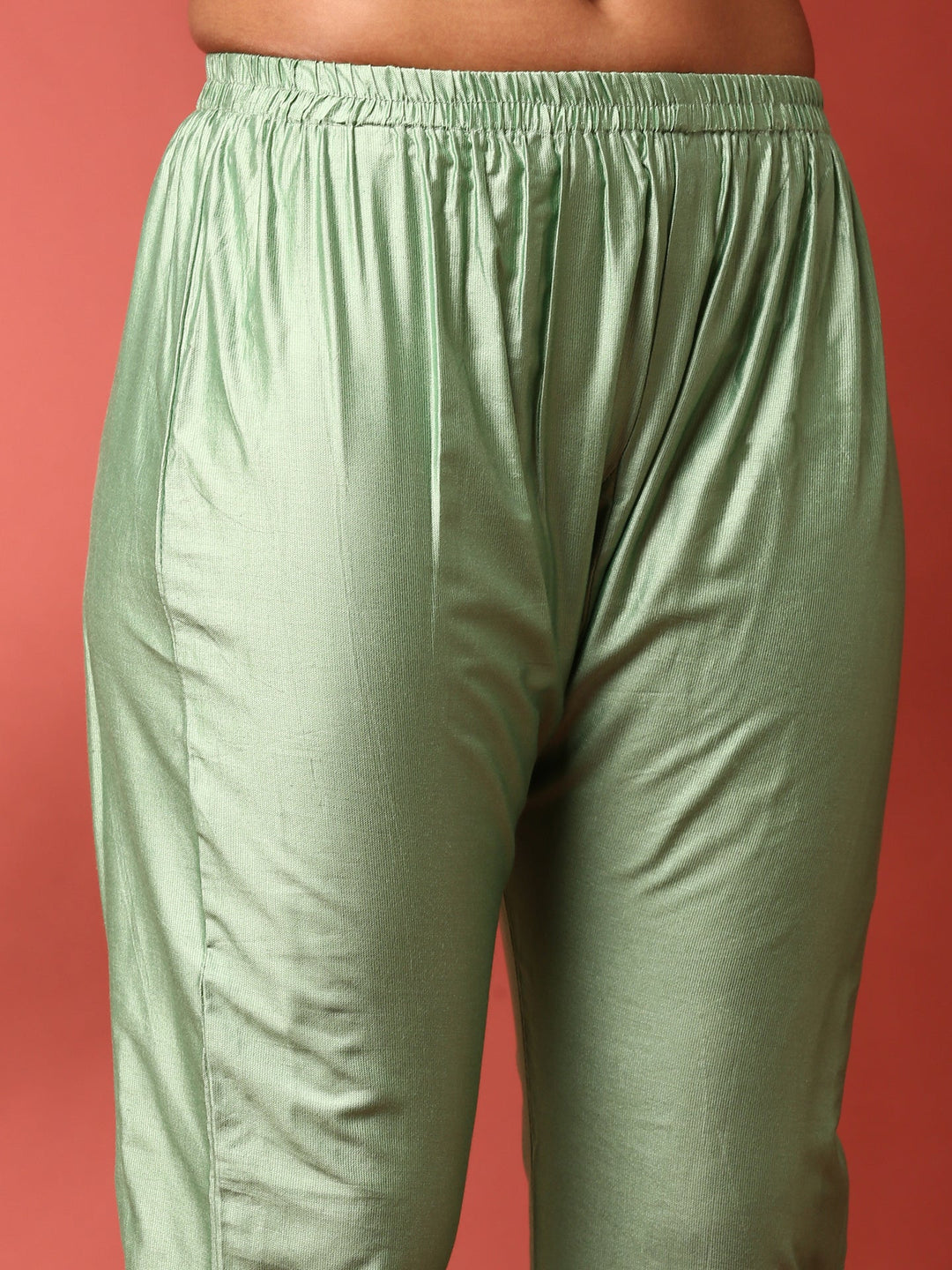 Neerus Green silk embellished anarkali suit set - detail view 3