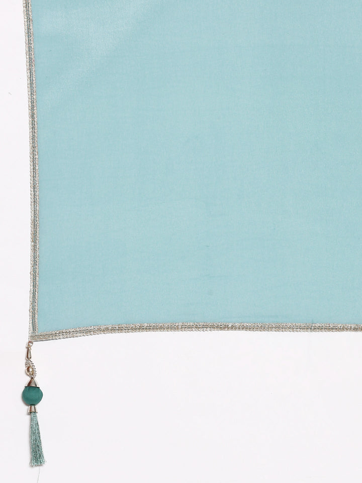 Sea Green Tissue Beads Work Kali With Palazzo