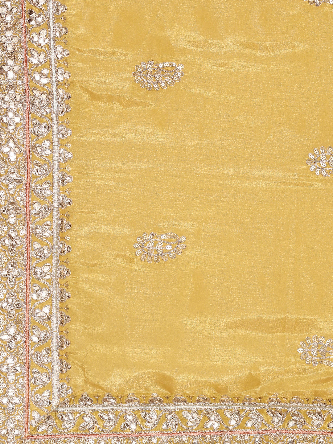 Neerus Yellow silk embroidered lehenga set - detail view 6