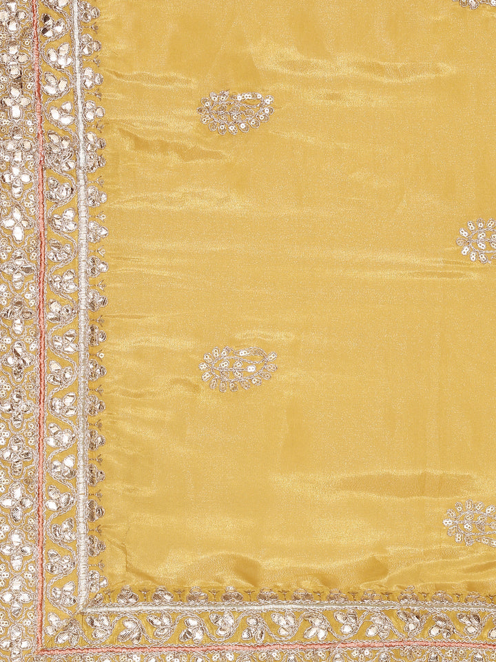Neerus Yellow silk embroidered lehenga set - detail view 6