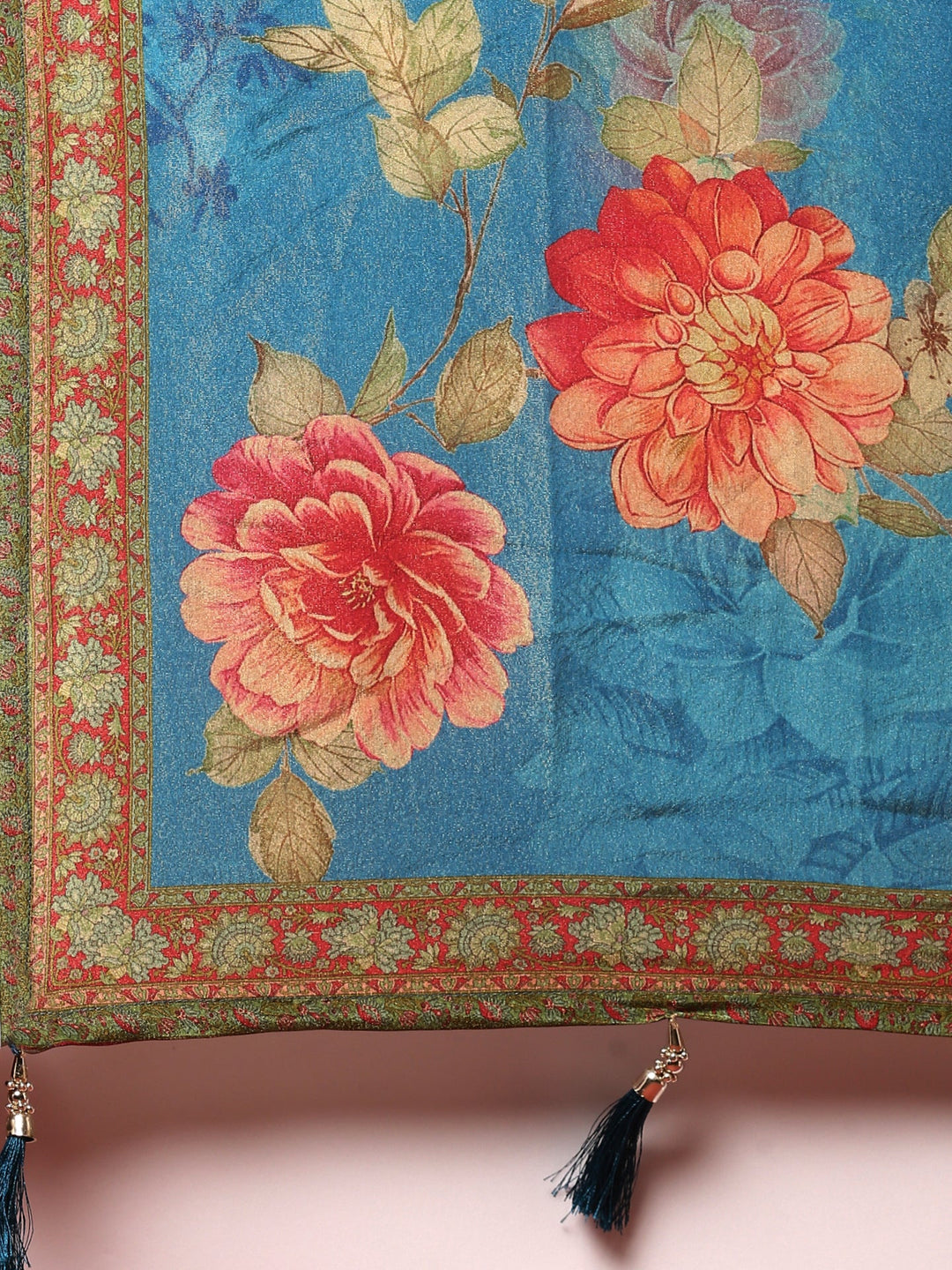 Neerus Blue tissue embroidered Anarkali suit set - detail view 5