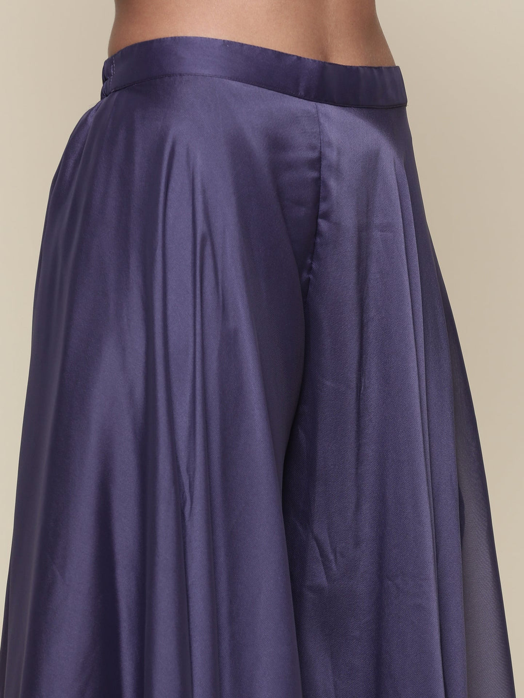 Neerus Blue tissue crop top and palazzo suit set - detail view 4