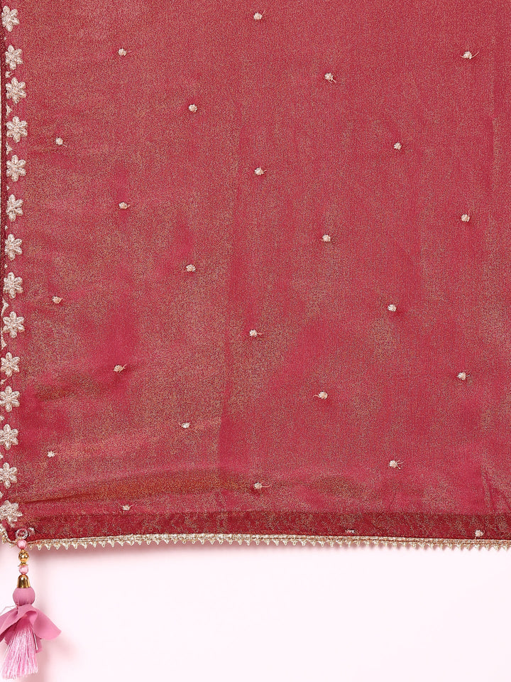 Neerus Pink silk embroidered lehenga set - detail view 6
