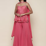 Ghajari georgette peplum and palazzo three piece set