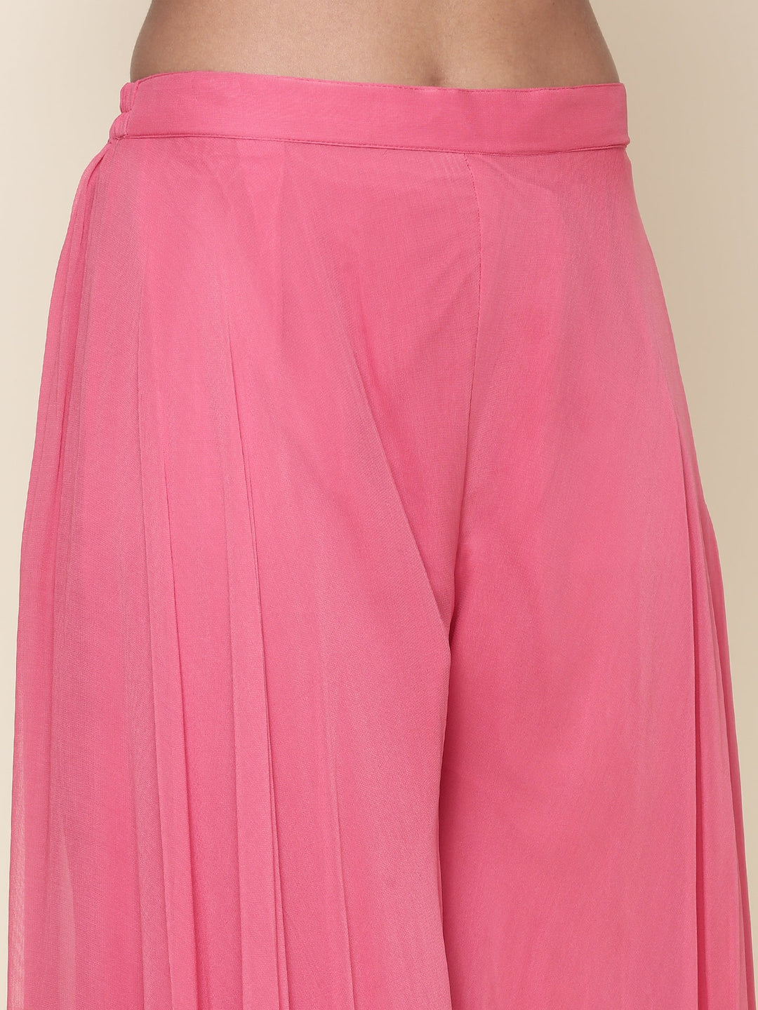Neerus Orange georgette peplum suit set - detail view 4