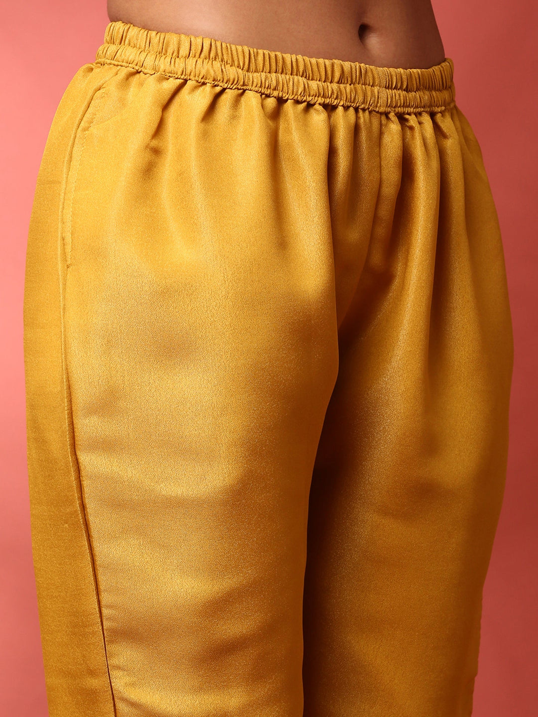 Neerus Yellow tissue embroidered suit set - detail view 3