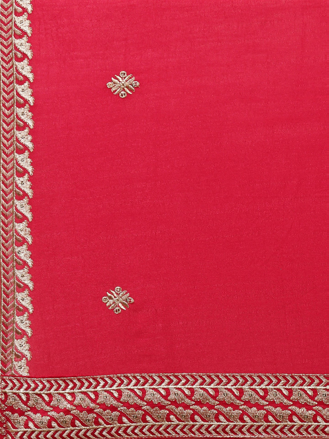 Neerus Red Silk Saree with Blouse and Dupatta - detail view 4