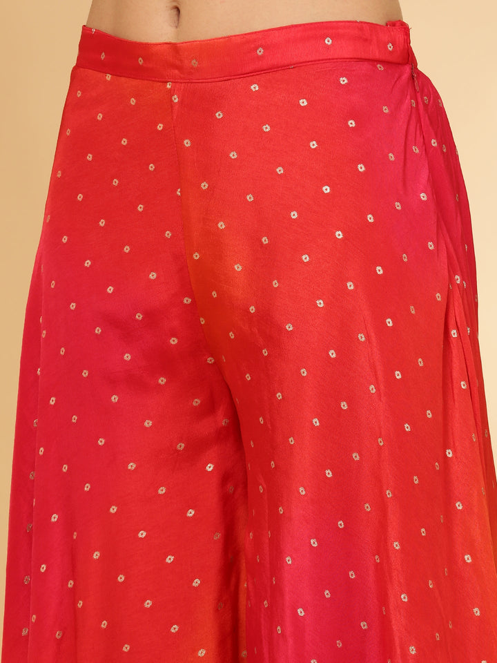 Neerus Pink silk suit set top with palazzo - detail view 4