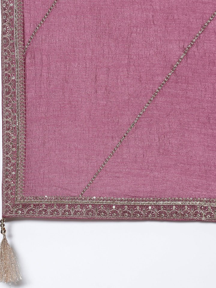 Neerus Pink silk embroidered anarkali suit set - detail view 4