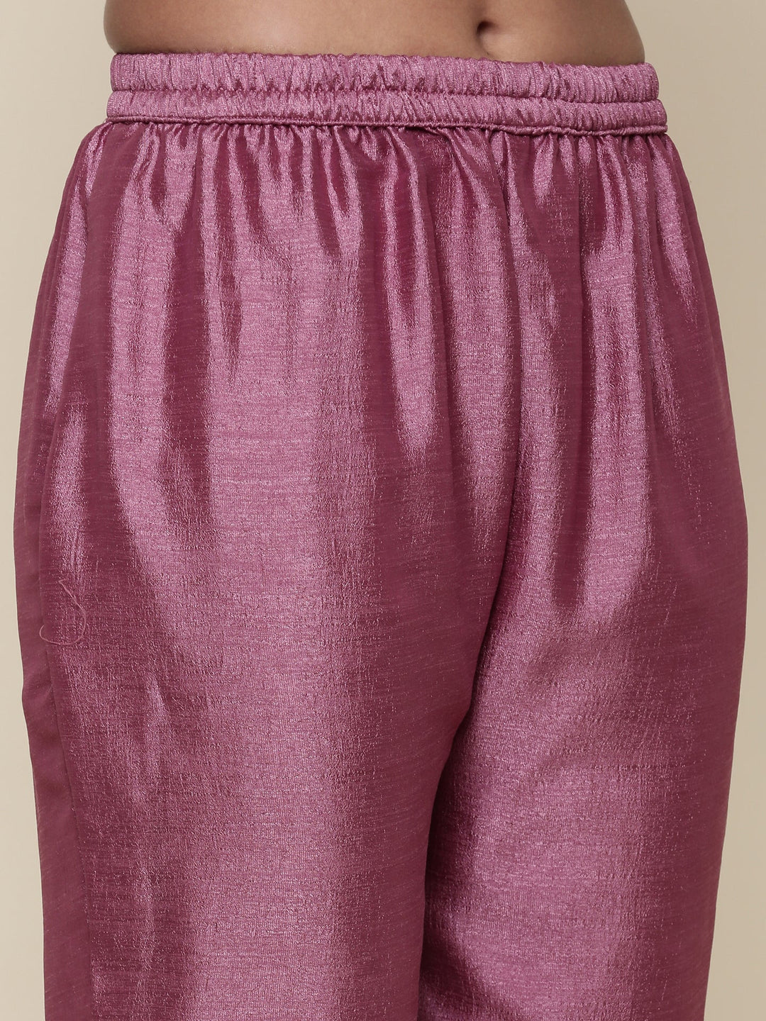 Neerus Pink silk embroidered anarkali suit set - detail view 3