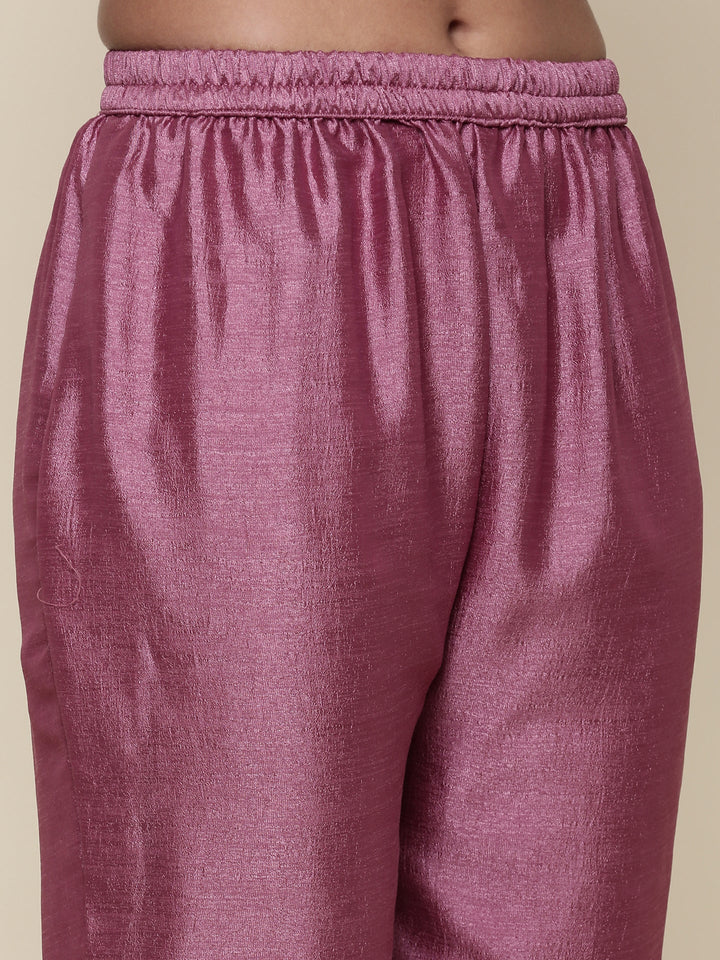 Neerus Pink silk embroidered anarkali suit set - detail view 3