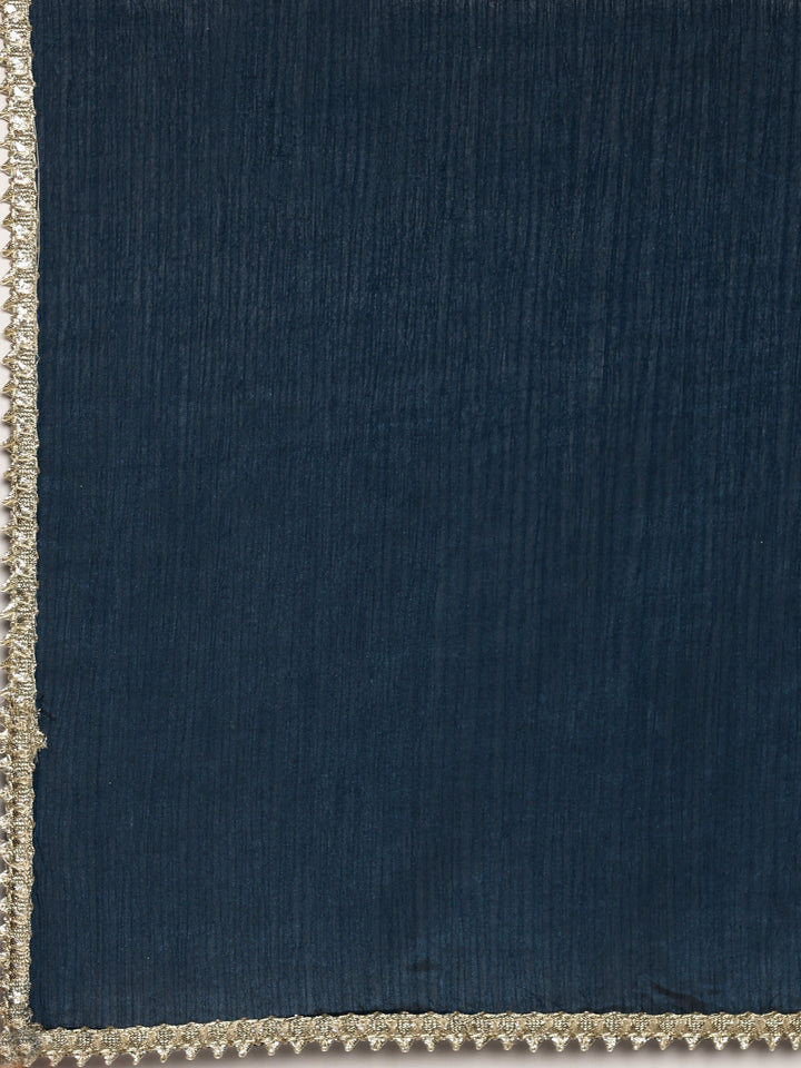 Neerus Blue silk embellished Anarkali suit set - detail view 5