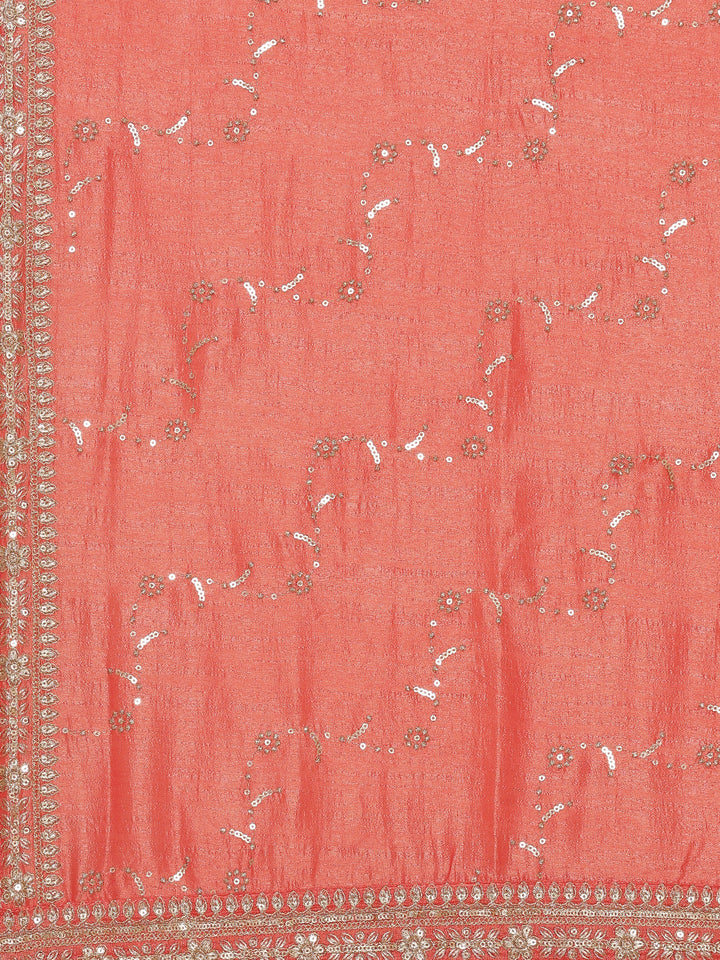 Neerus Pink silk embroidered suit set - detail view 6