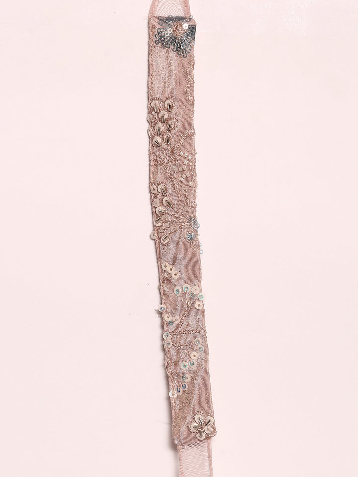 Neerus Orange tissue hand embroidered suit set - detail view 5