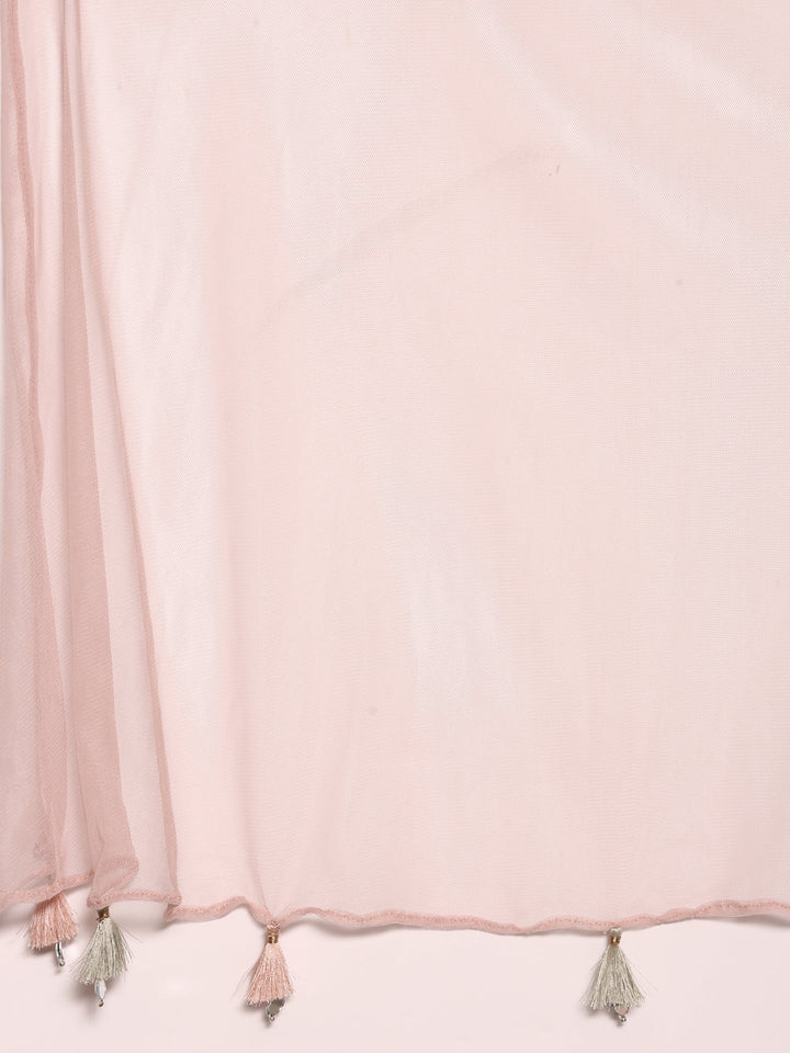 Peach Tissue Hand Embroidery Palazzo Set