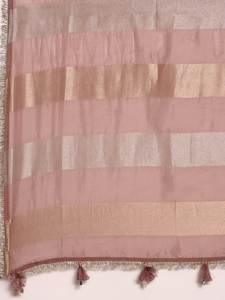 Onion Pink Banaras Silk Heavy Zari Embroidered Anarkali Set