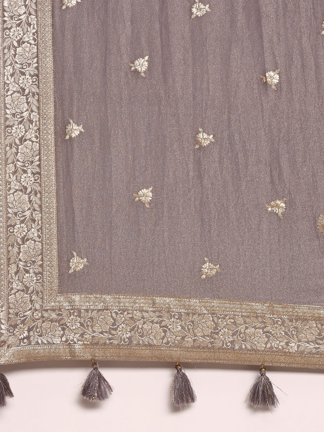 Neerus Purple tissue digital printed Anarkali suit set - detail view 3
