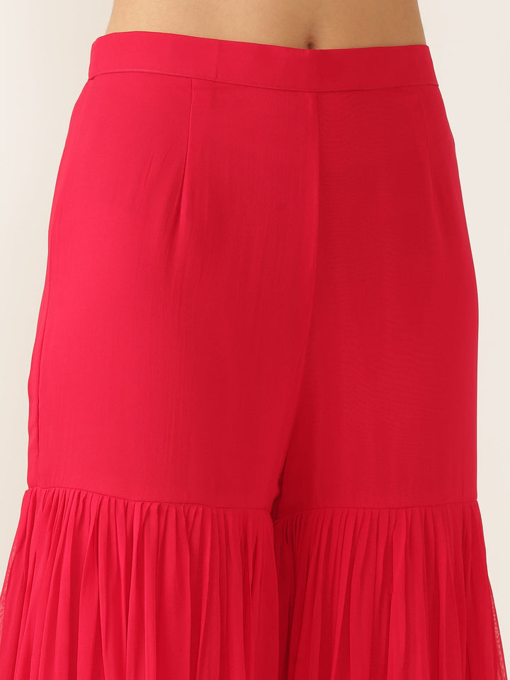 Red Printed Georgette Peplum