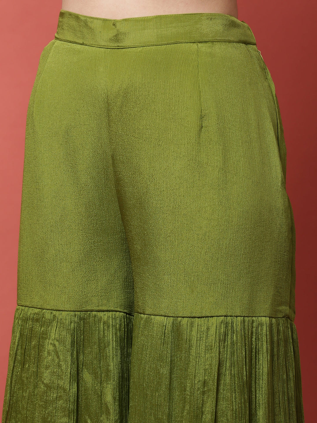 Neerus Green georgette printed palazzo set - detail view 3