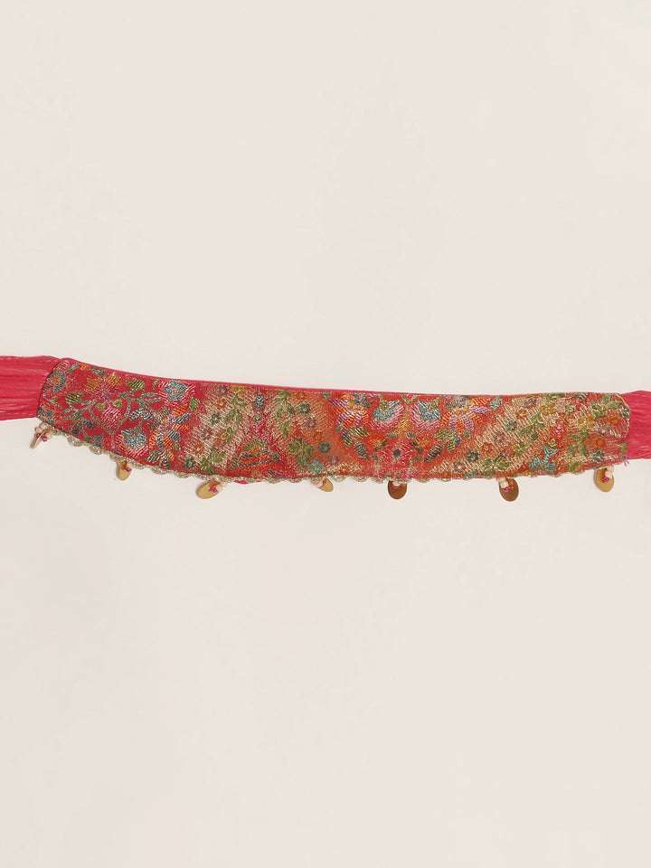 Pink Chinon Crop Top Palazzo Set