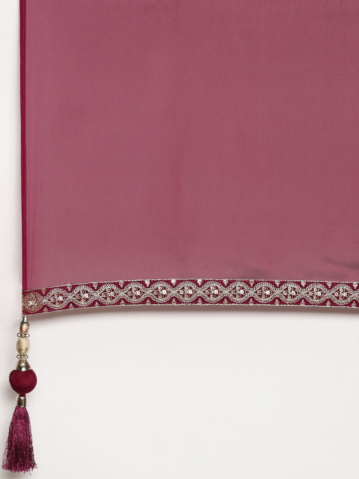 Neerus Maroon Banarasi woven suit set - detail view 5