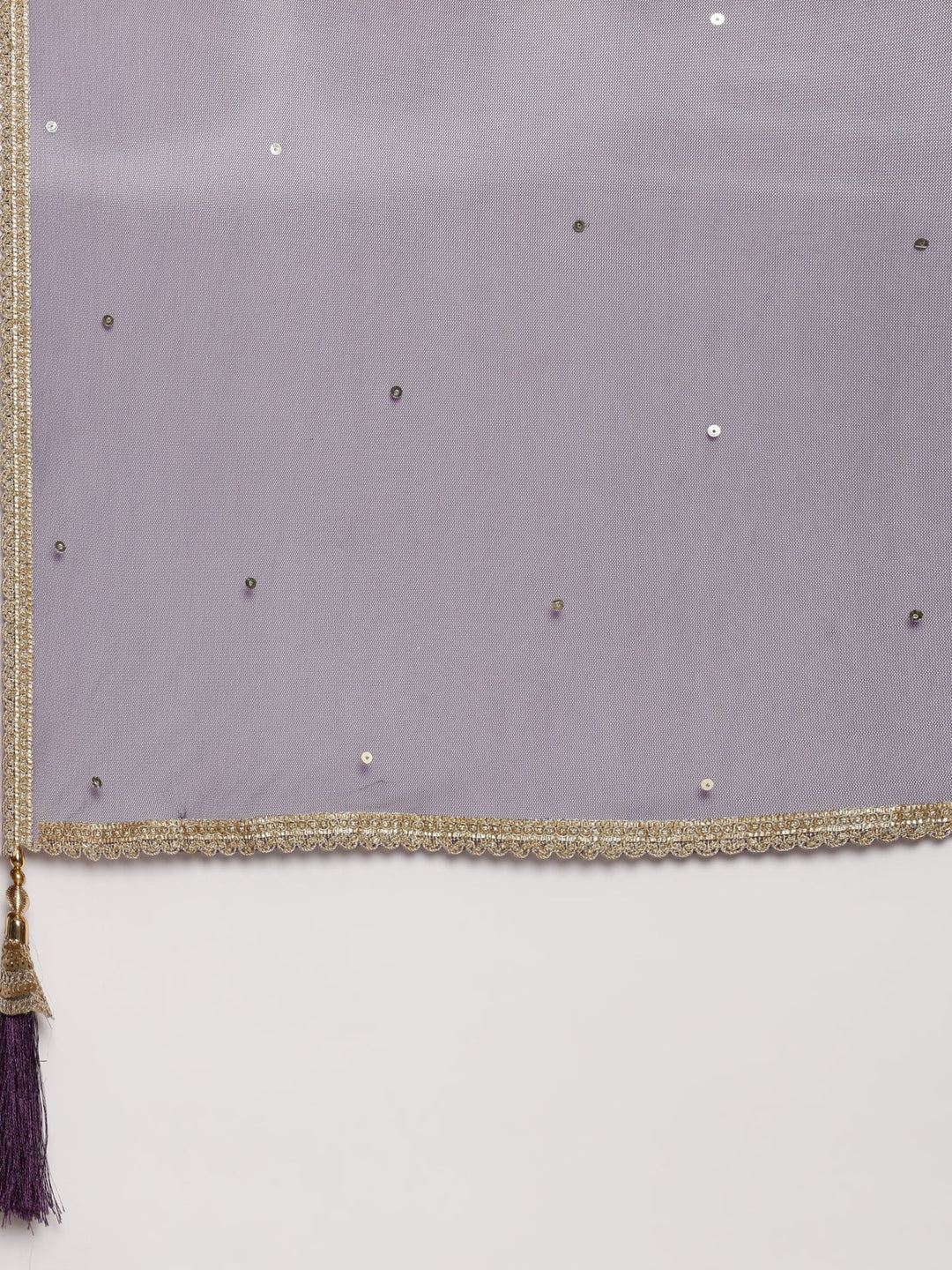 Neerus Purple georgette hand embroidered crop top palazzo suit set - detail view 4