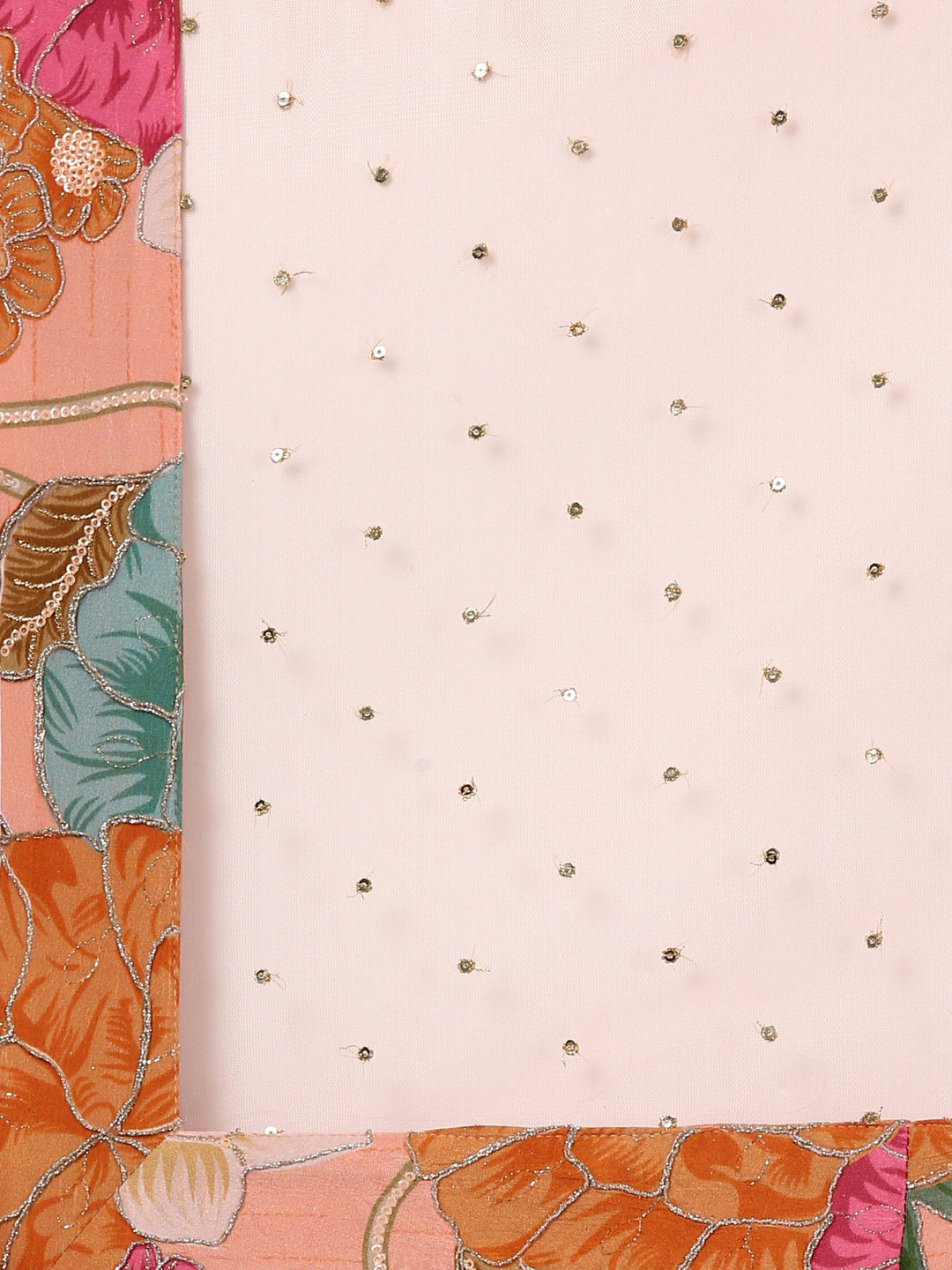 Neerus Orange crepe hand embroidered suit set - detail view 4