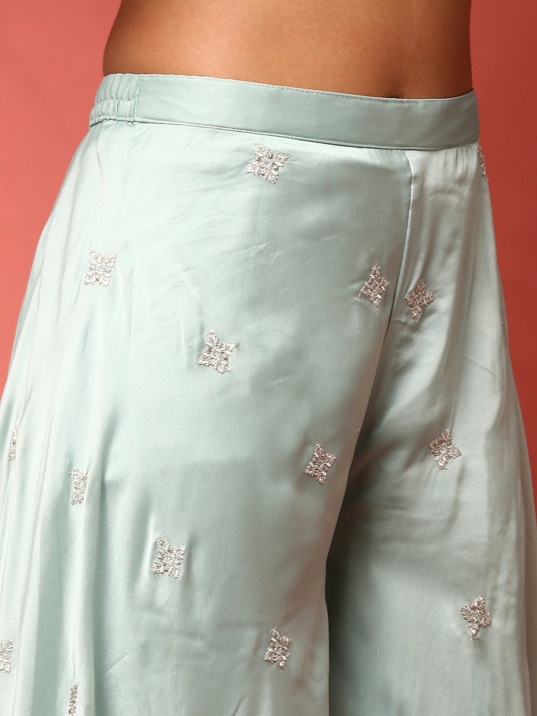 Neerus Blue georgette hand embroidered suit set - detail view 3