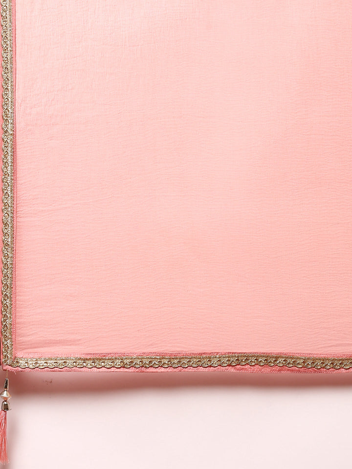 Pink thread work jacket three piece suit set