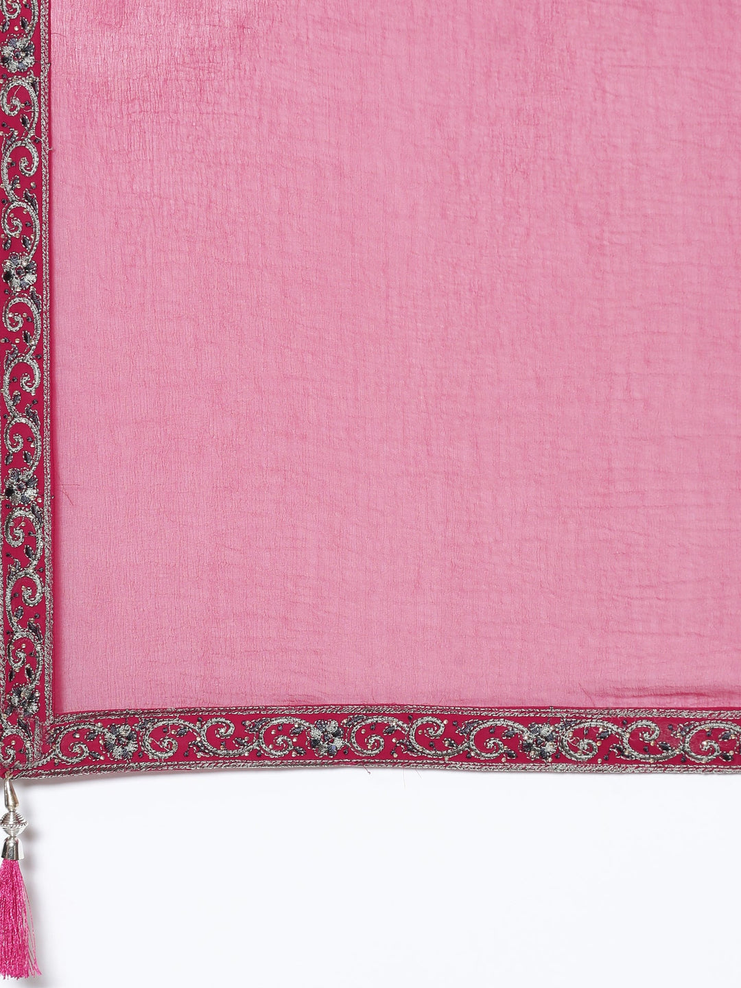 Neerus Pink georgette embroidered suit set peplum palazzo - detail view 4