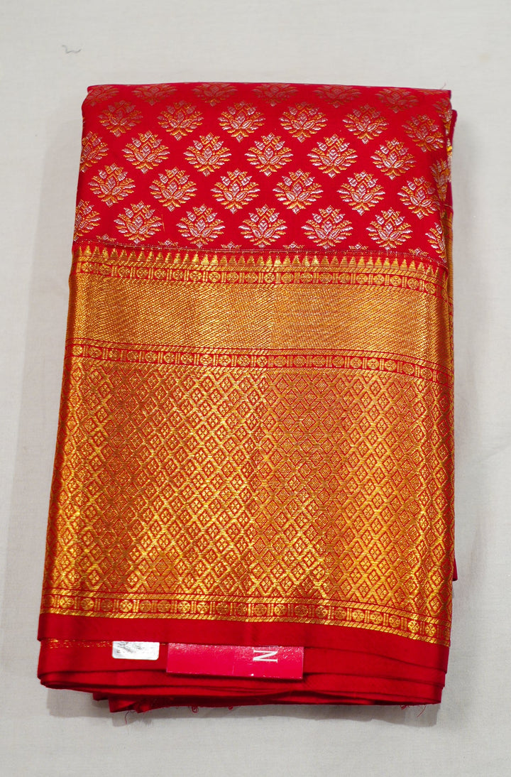 Neerus Red Pattu Silk woven Kanchi saree - detail view 2
