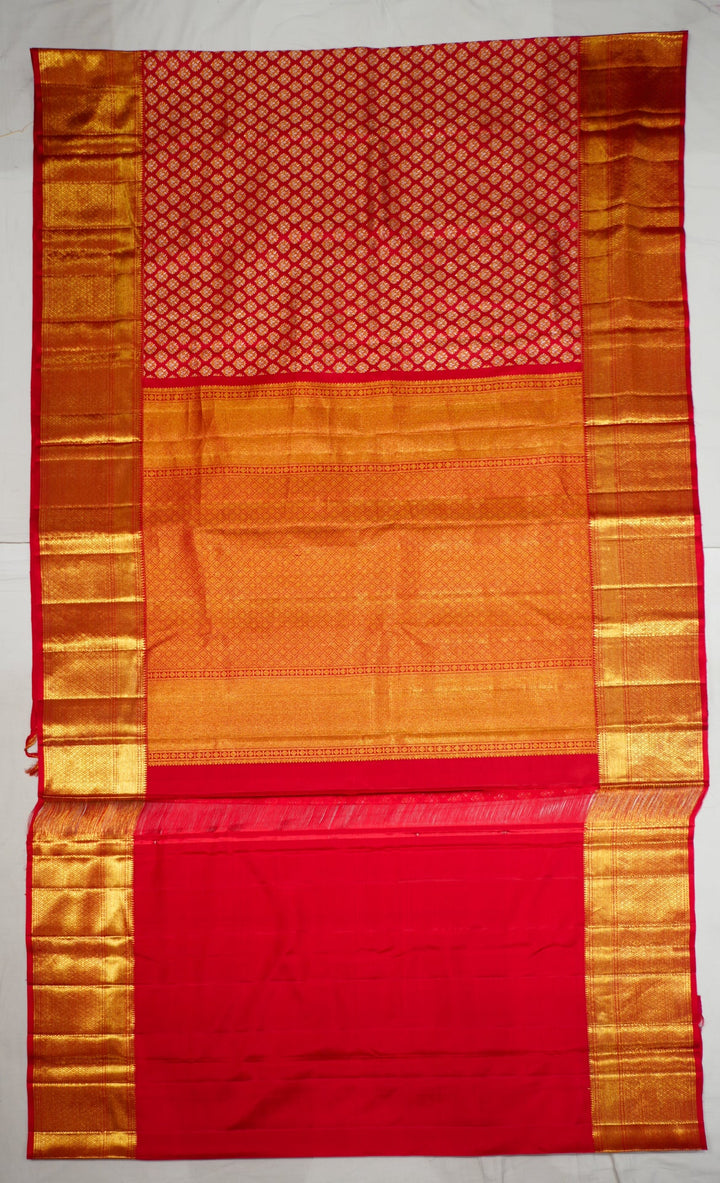 Neerus Red Pattu Silk woven Kanchi saree - front view