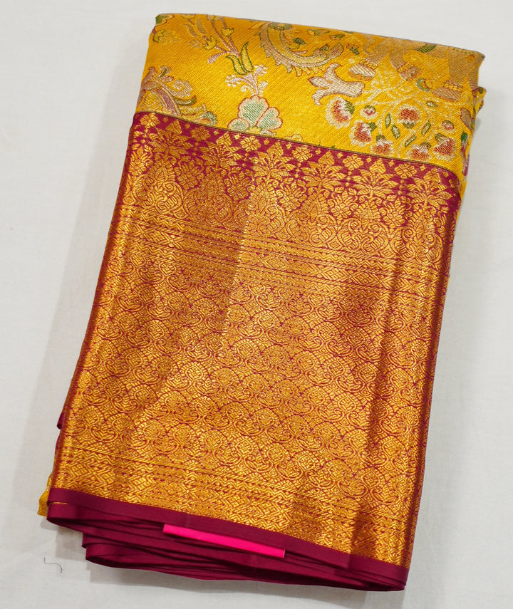 Yellow Kanchi Pattu Zari And Handwoven Saree