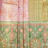 Baby Pink Kanchi Pattu Saree With Green Color Border