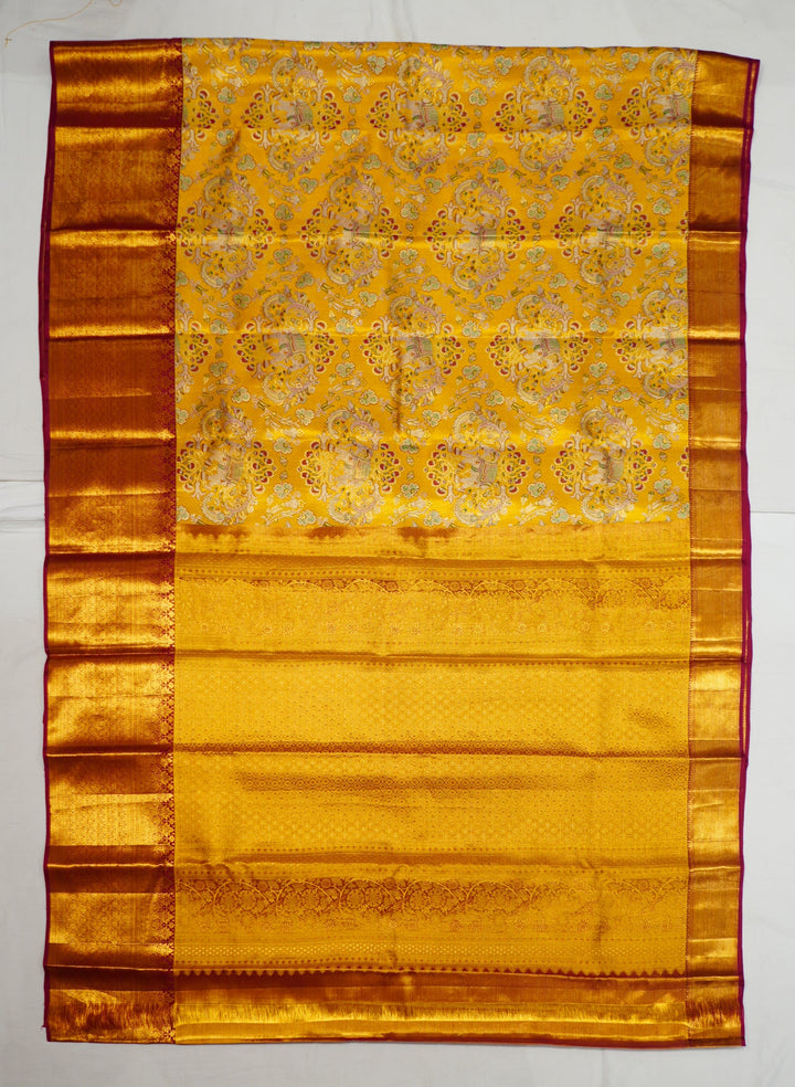 Neerus Yellow Pattu Silk Woven Saree - detail view 1
